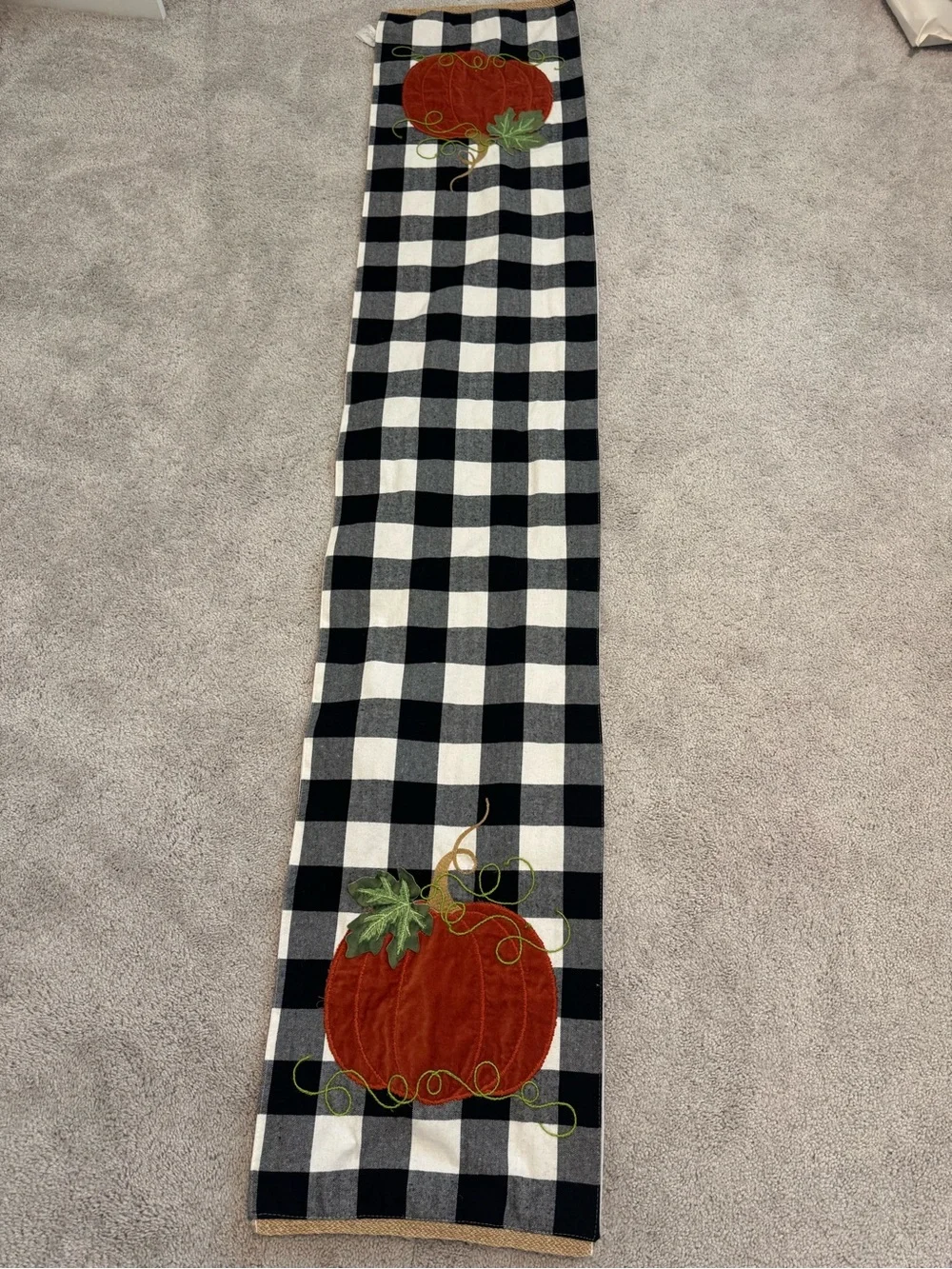 Embroidered Pumpkin Buffalo Check Runner